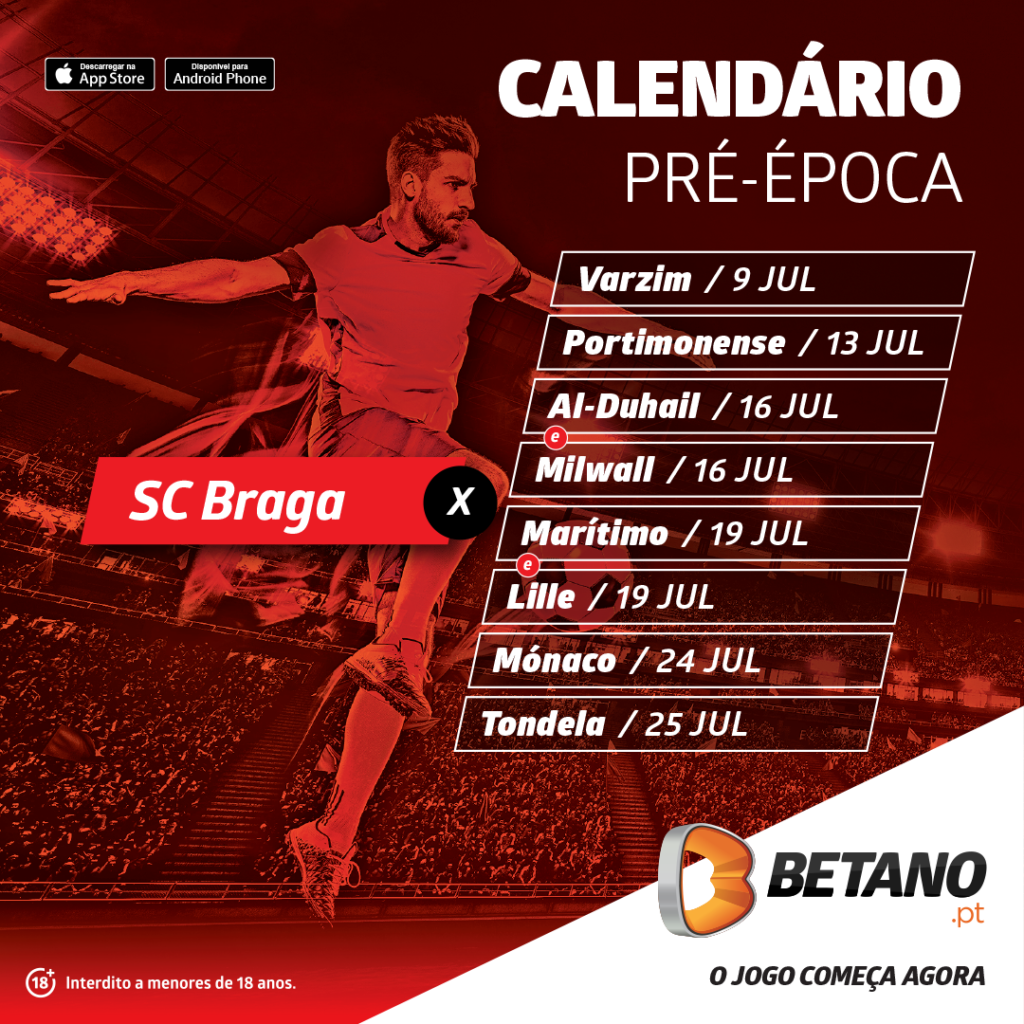 Calendário pré-época SC Braga